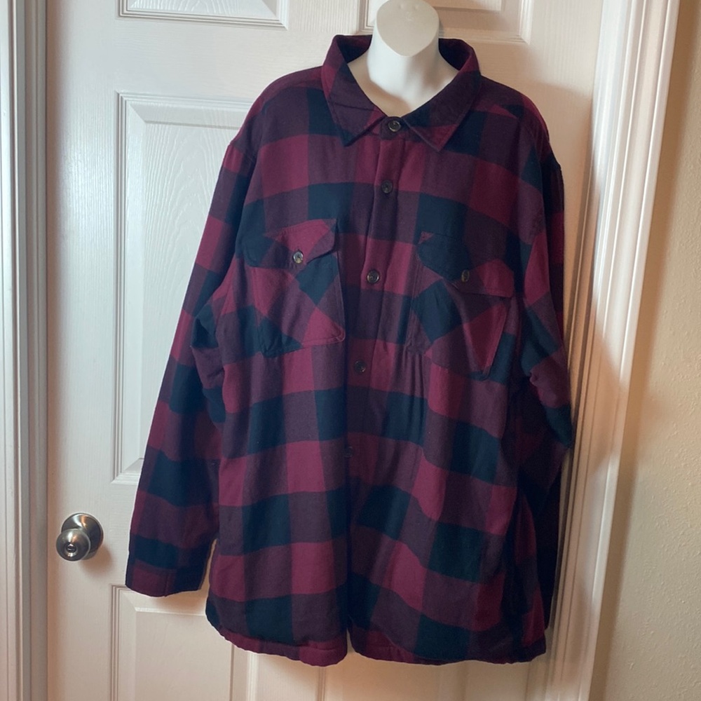 Highland Outfitters ￼￼Sherpa Lined Coat Red Plaid Flannel Shirt Jacket Size 3X